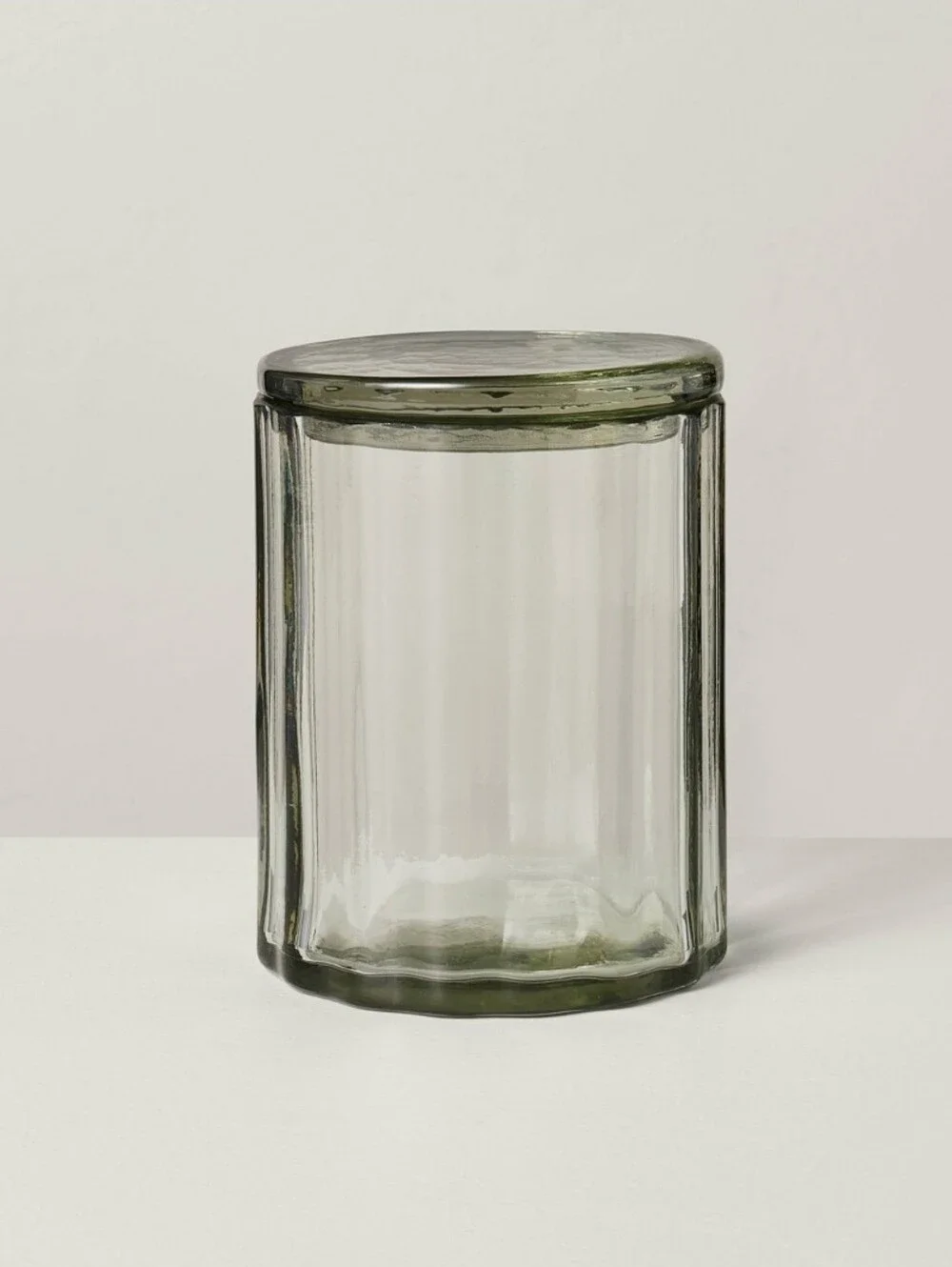 Large Fluted Glass Bathroom Canister-Light Green Hearth & Hand